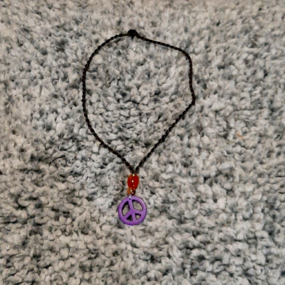 Purple Peace Sign Necklace